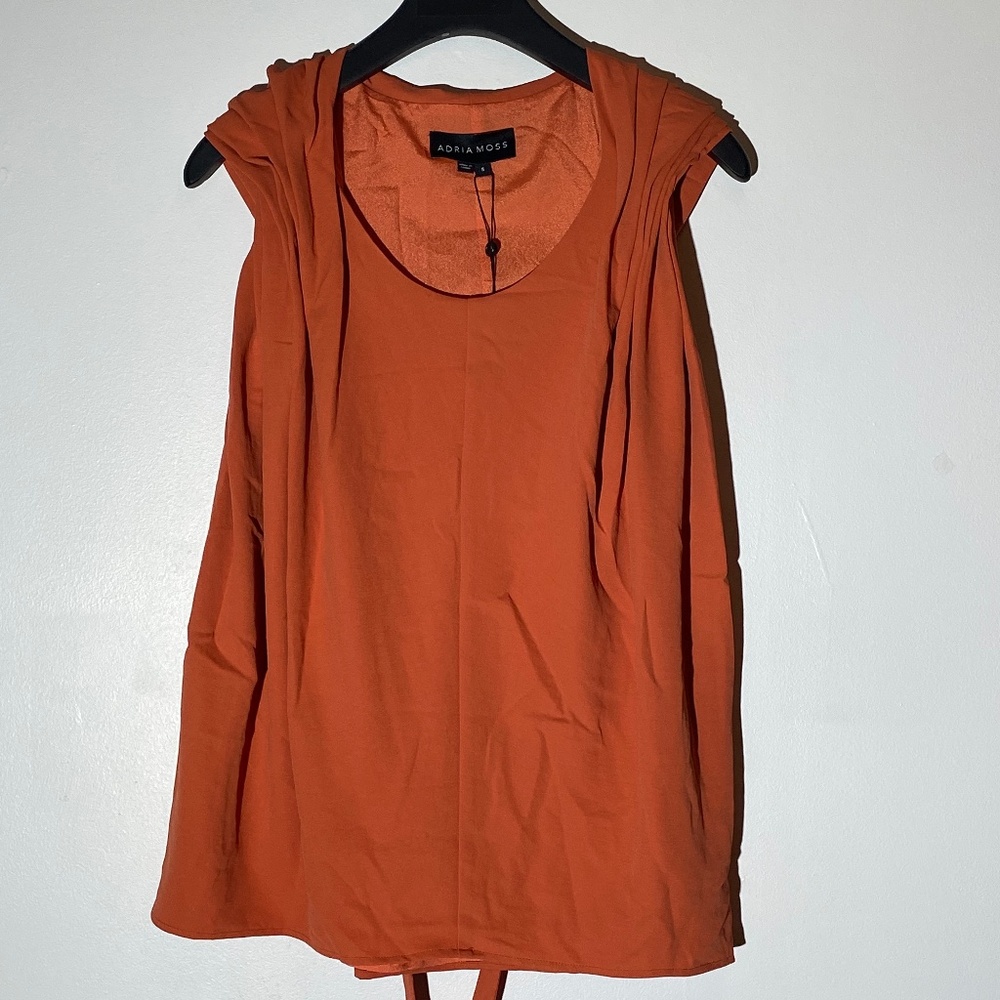 NWT Rust orange hooded sleeveless blouse
